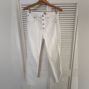 J. Crew High Rise White Button-Fly Jeans